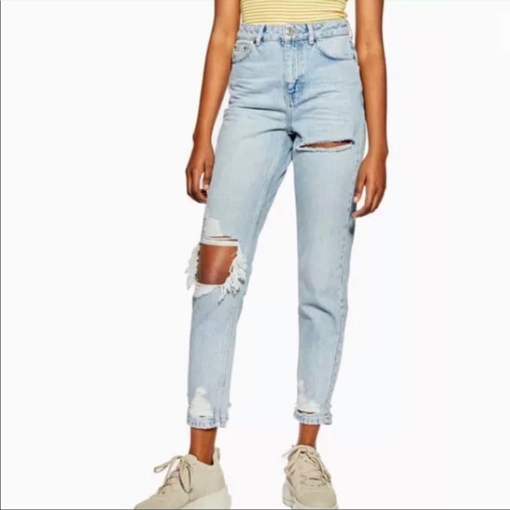 Topshop Willow Rip MOM distressed denim